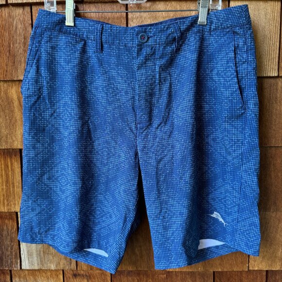 EUC Tommy Bahama Blue Cayman Geo De Mayo 9-Inch Hybrid Board Shorts in Men's 34 - Picture 9 of 14